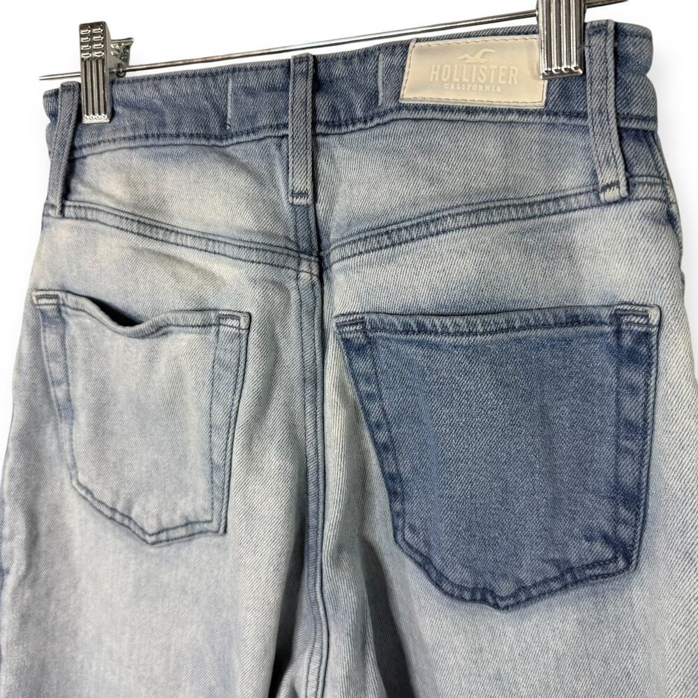 Hollister Patchwork Dad Jeans Ultra High Rise Two Tone Blue Denim‎ 23x29 Y2K - Picture 8 of 13